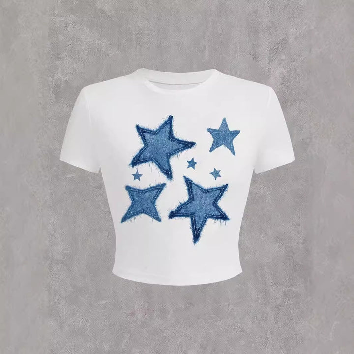 Damen Kurzarm T-Shirt mit auffälligem Motorrad-Design Drune