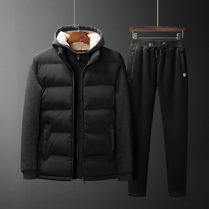 Herren Wattierte Kapuzenweste mit Fleecefutter und schmal geschnittene Jogginghose Set Drune