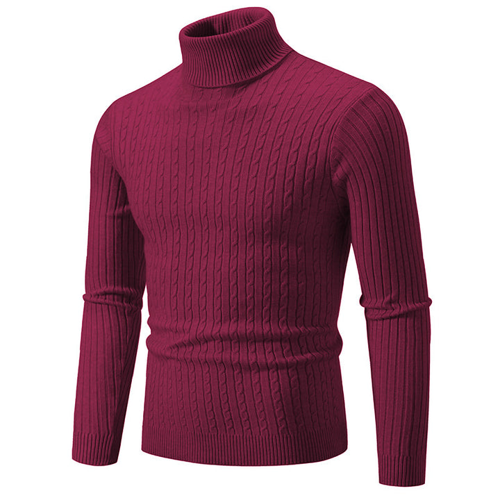 Herren nan taillierter Rollkragenpullover aus feinem Feinstrick mit geripptem Kragen Drune