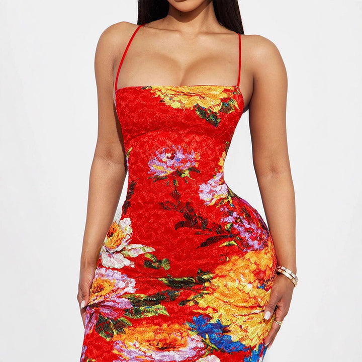 Damen Elegantes Spitzenkleid mit floralen Akzenten und verstellbaren Trägern Drune