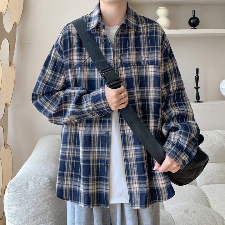 Damen Lässige Karomuster Overshirt Drune