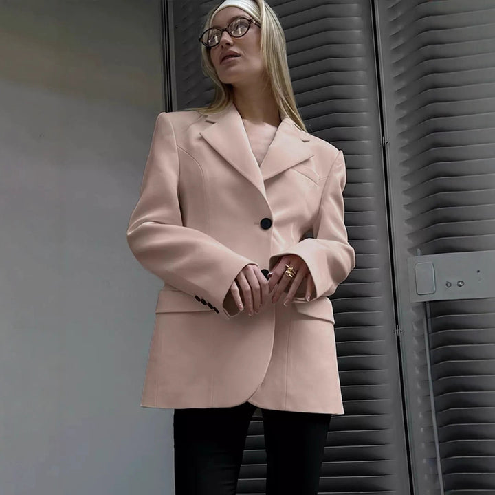 Damen Oversized Longblazer mit betonter Schulterpartie und Pattentaschen Drune