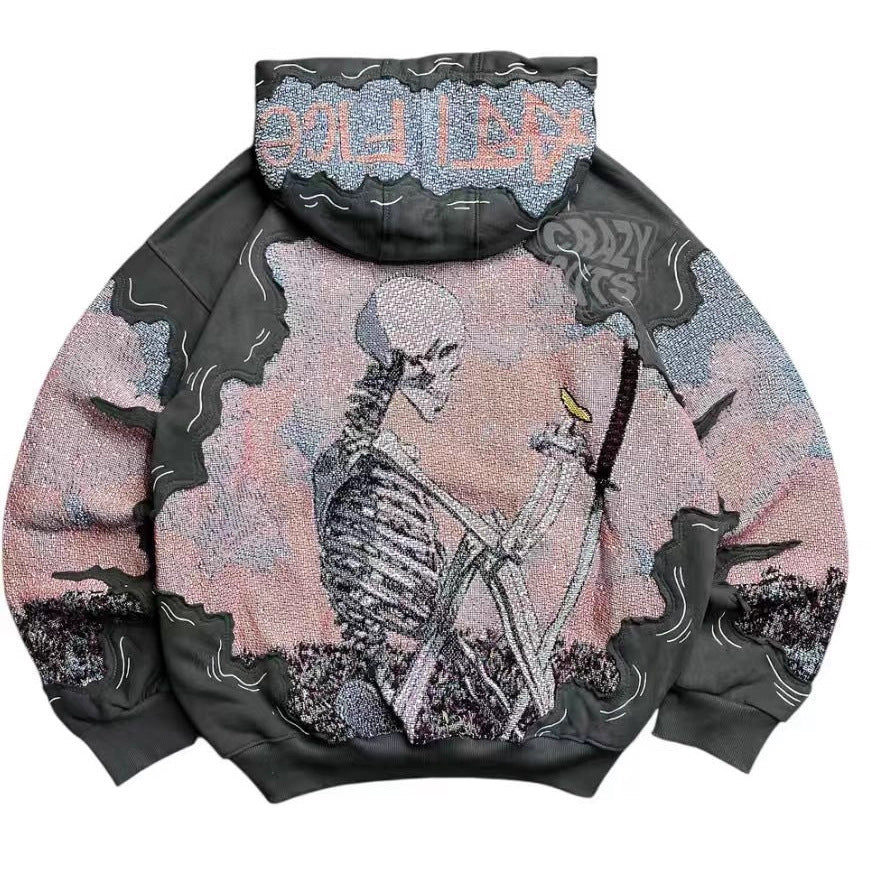 Damen Kapuzenpullover mit auffälligem Totenkopf-Print Drune
