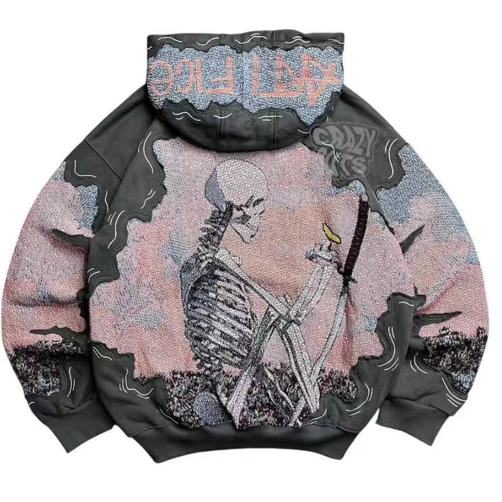 Damen Kapuzenpullover mit auffälligem Totenkopf-Print Drune
