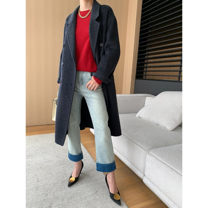 Damen High-Waist Jeans mit umgeschlagenem Saum und modischem Vintage-Look Drune