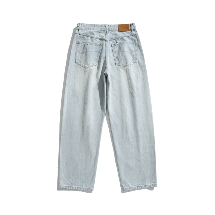 Damen High‑Waist Relaxed‑Straight Jeans mit Destroy‑Effekt und weitem Bein Drune