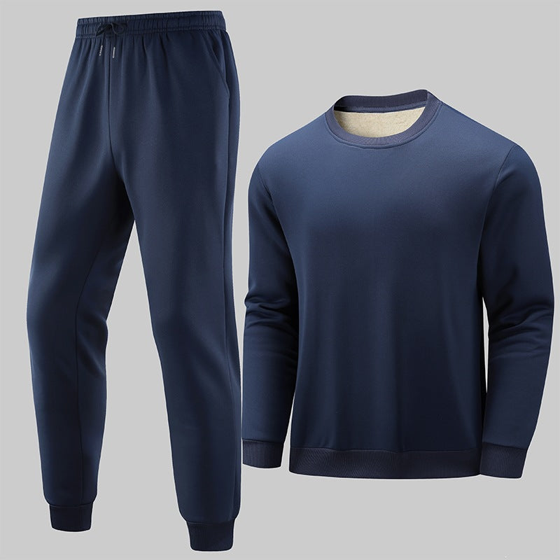 Herren Thermo‑Fleece Lounge‑Set mit Rundhals-Pullover & tapered Jogginghose Drune
