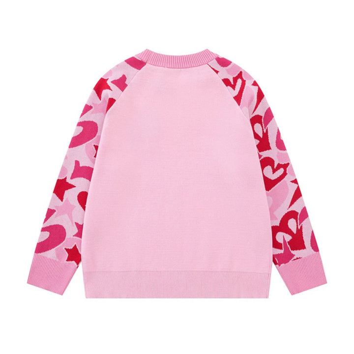 Damen Strickpullover mit Raglanärmeln, Statement-Jacquardärmeln und geripptem Saum Drune