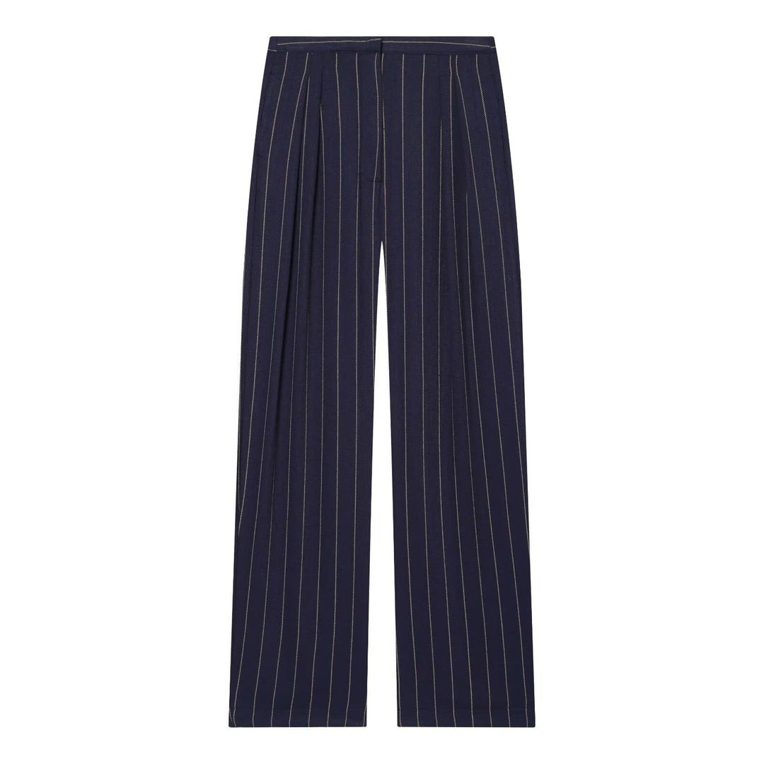 Damen weite Hochbundhose mit eleganter Streifenoptik und komfortablem Fall Drune