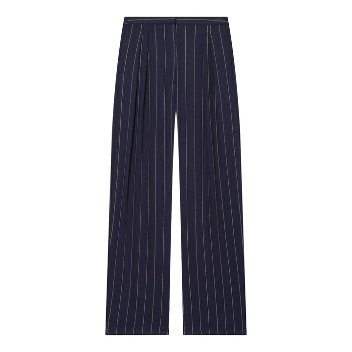 Damen weite Hochbundhose mit eleganter Streifenoptik und komfortablem Fall Drune