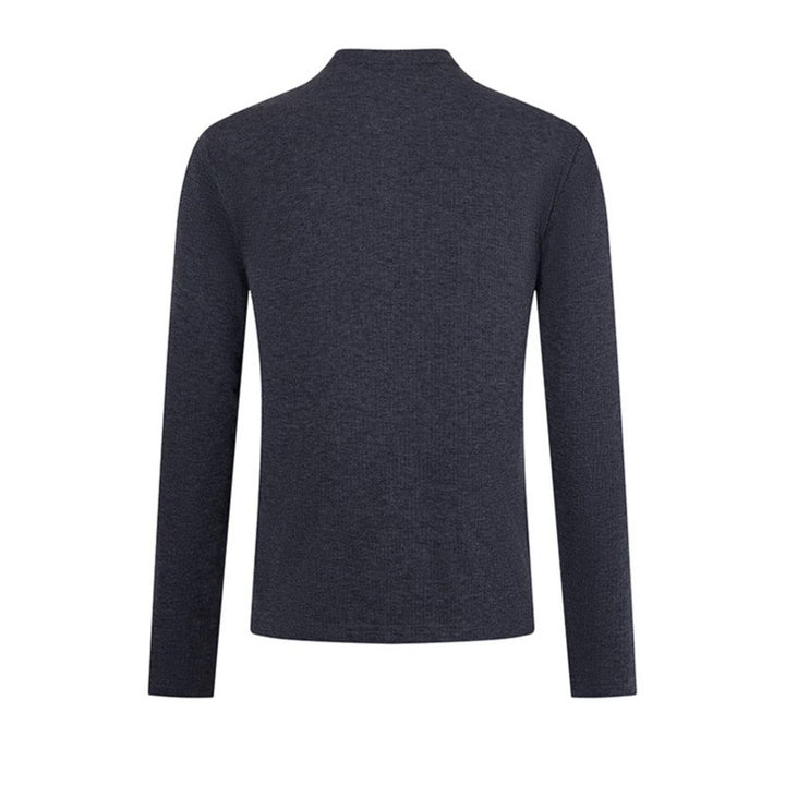 Herren Feinstrick-Langarmshirt mit Stehkragen und Knopfleiste Drune