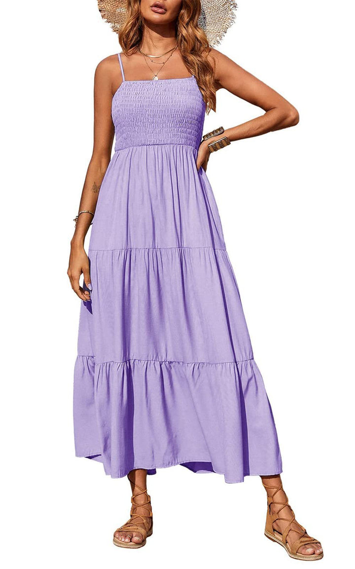 Damen Maxidress mit Spaghettiträgern und Volant-Design Drune