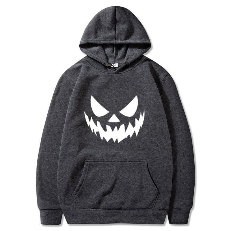 Unisex nan Kapuzenpullover mit gruseligem Kürbisgesicht-Print und Oversize Kängurutasche Drune
