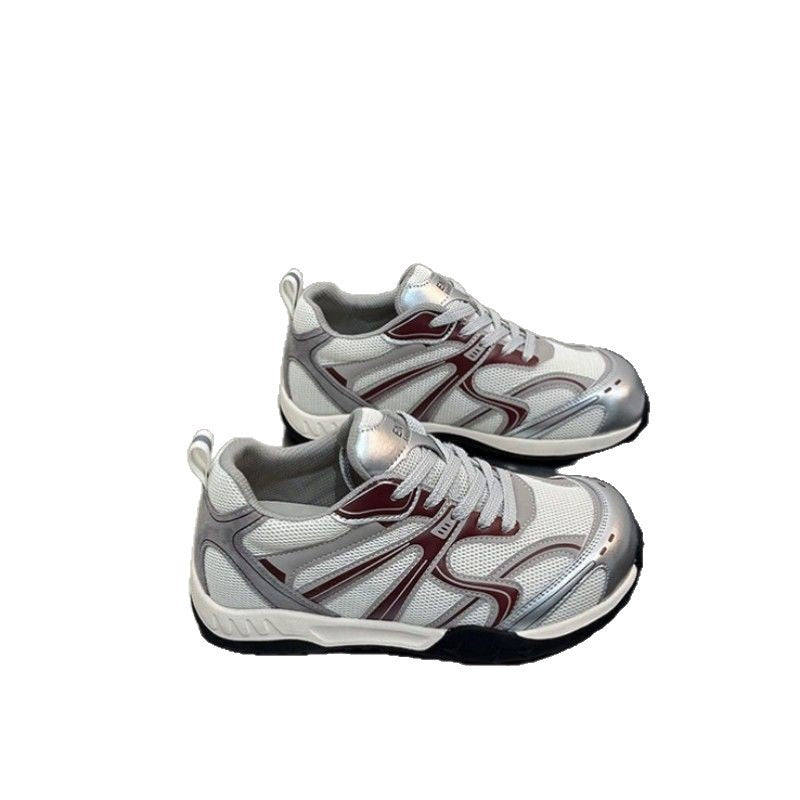 Damen Sportive Retro-Chunky-Sneaker mit atmungsaktivem Mesh und robuster Profilsohle Drune