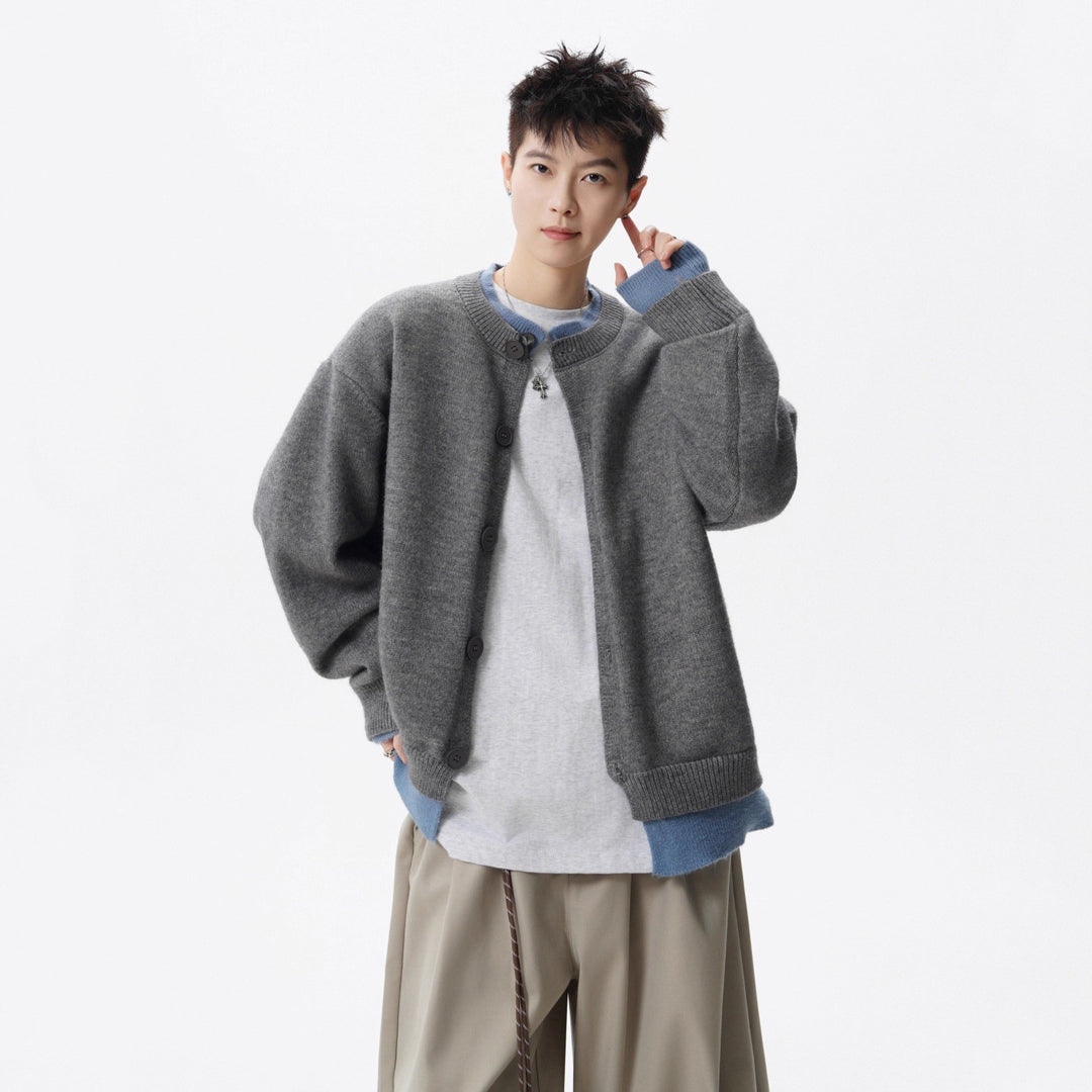 Damen Oversized Strickjacke mit Knopfleiste Drune