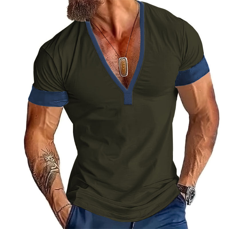 Herren modernes V-Ausschnitt T-Shirt Drune