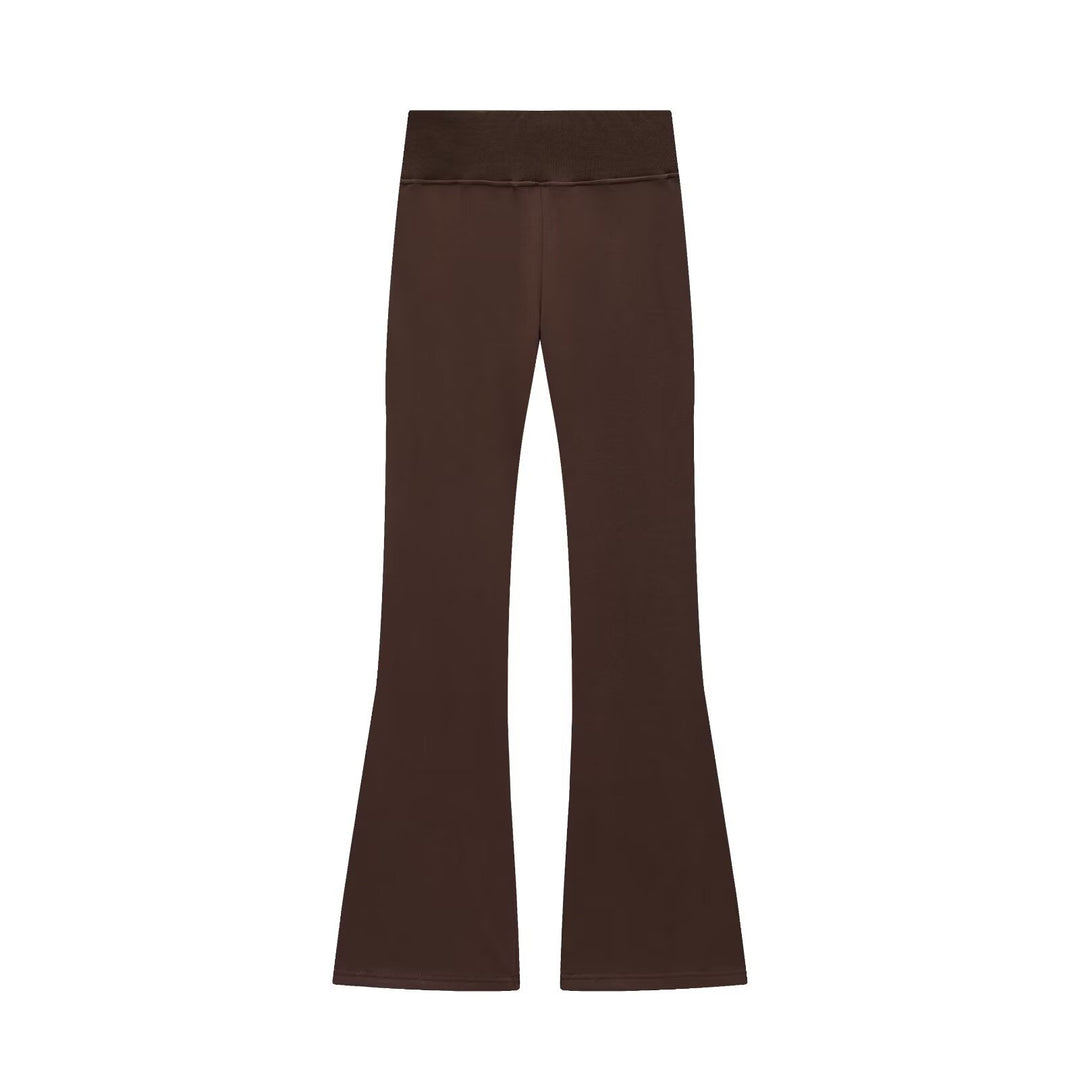 Damen 600+ hochtaillierte ausgestellte Jersey‑Hose mit Stretchbund Drune
