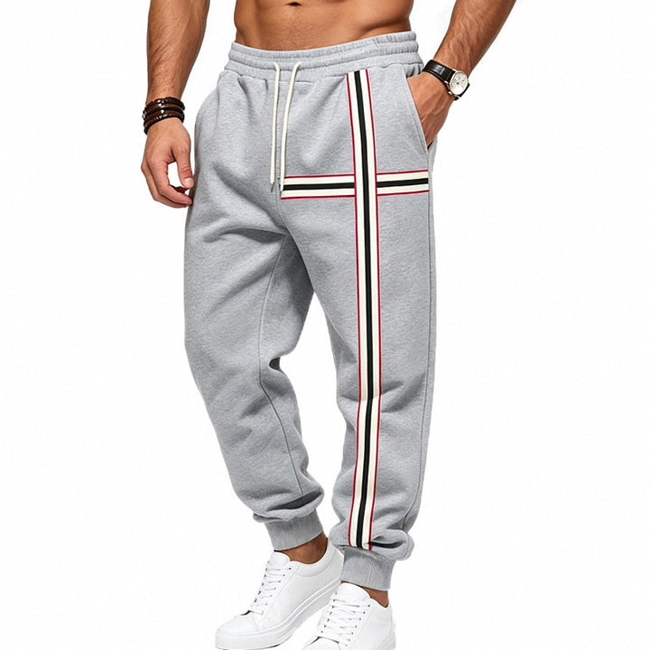Herren Jogginghose mit kontrastierenden Seiten- und Querstreifen Drune