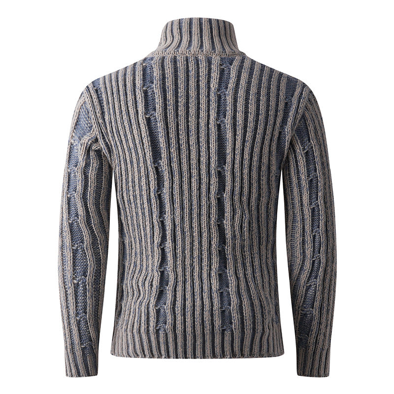 Herren Strickcardigan mit Zopfmuster, Stehkragen und durchgehendem Reißverschluss Drune