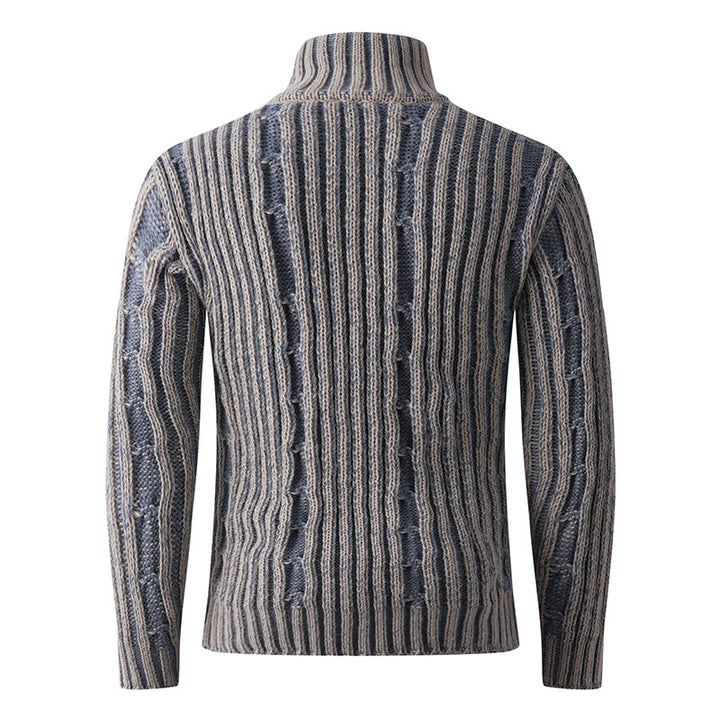 Herren Strickcardigan mit Zopfmuster, Stehkragen und durchgehendem Reißverschluss Drune