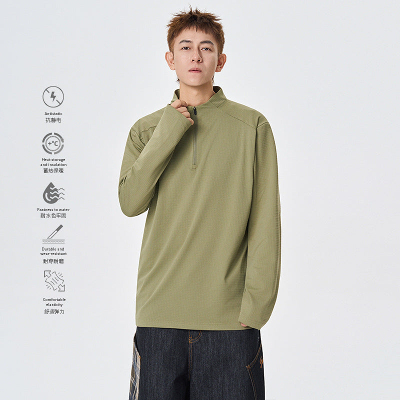 Herren Atmungsaktives Halfzip-Funktionsshirt mit Stehkragen, Waffelstruktur und schnelltrocknender Mikrofaser Drune
