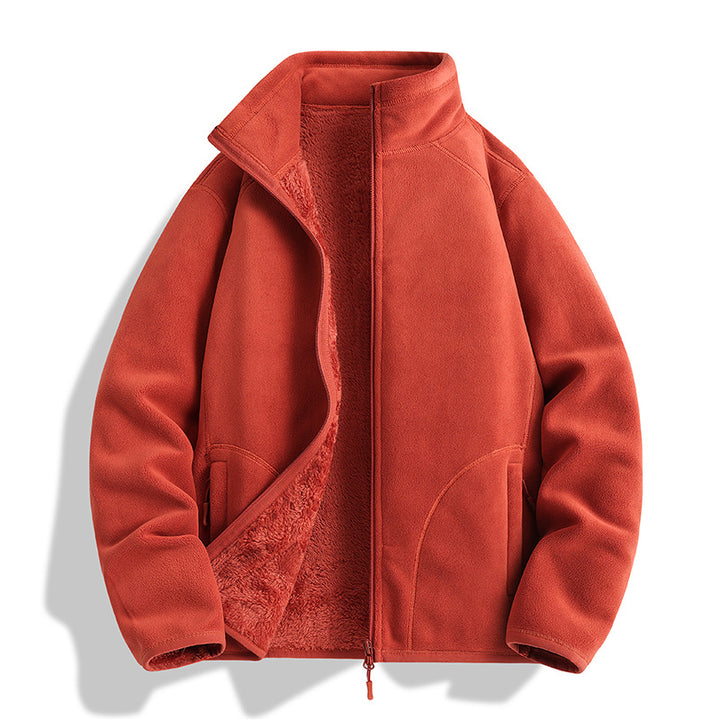 Herren Fleecejacke mit Sherpa‑Teddyfutter, Stehkragen & Zwei‑Wege‑Reißverschluss Drune