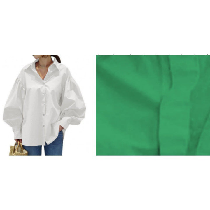 Damen Oversize-Bluse mit Ballonärmeln und Hemdkragen Drune