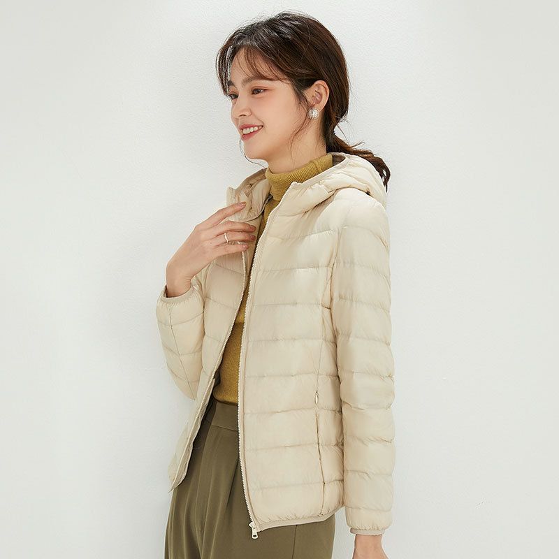 Damen Ultraleichte gesteppte Kapuzenjacke mit ultraflacher Thermowatte Drune
