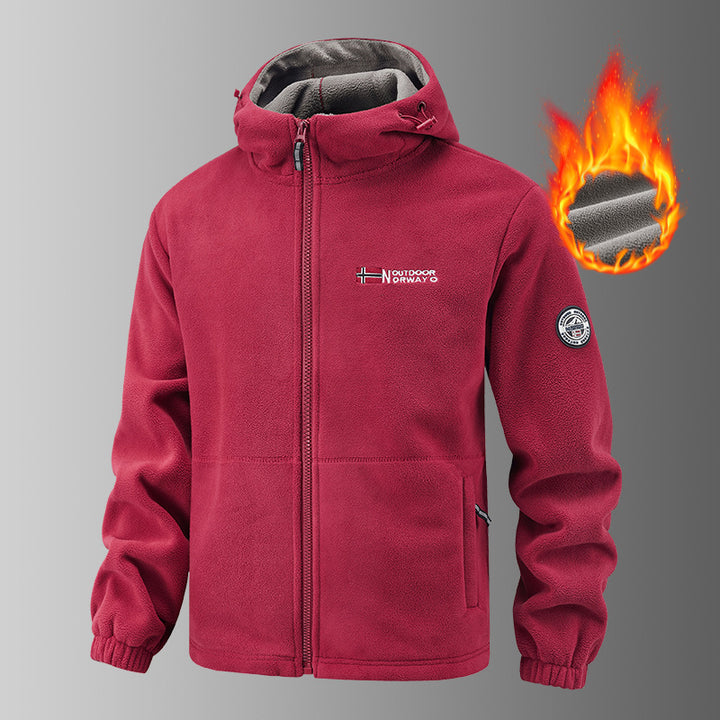 Herren wärmende Fleece-Kapuzenjacke mit Thermofutter, Reißverschlusstaschen und elastischen Bündchen Drune