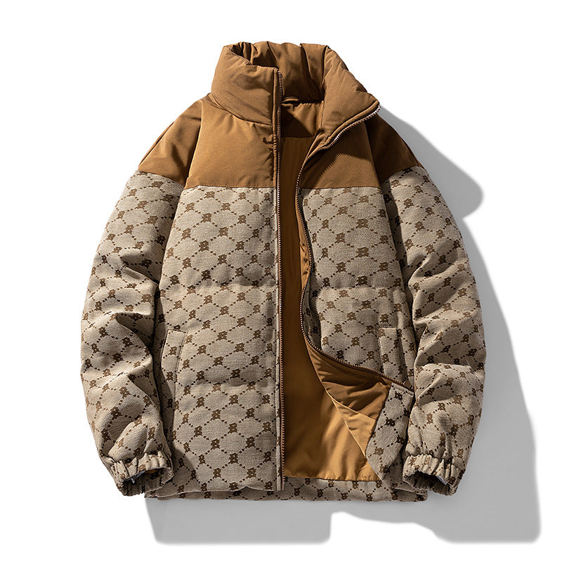 Herren Steppjacke mit Allover-Muster und hohem Kragen Drune