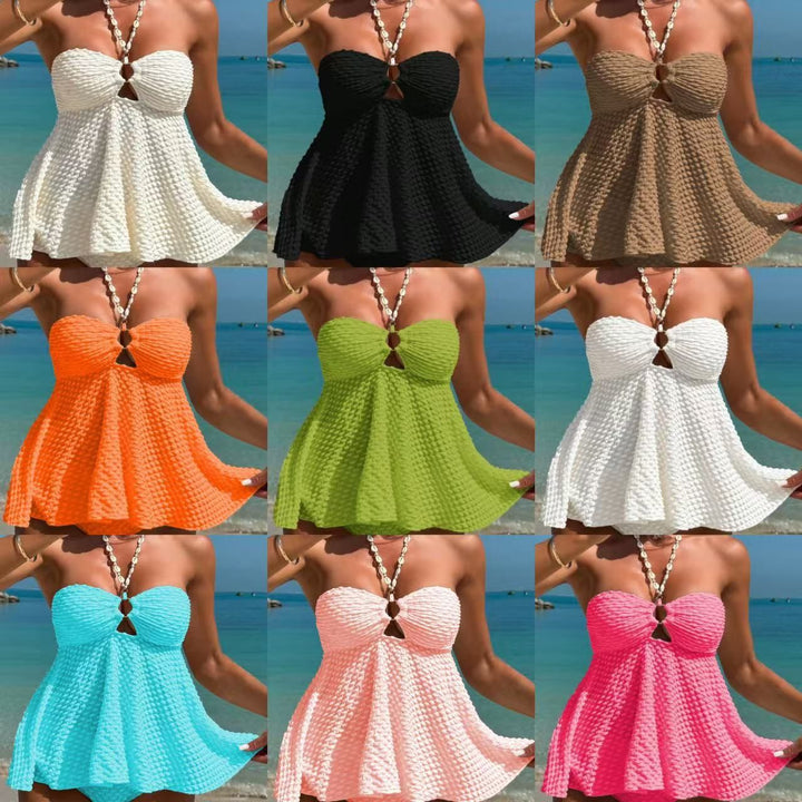 Damen Eleganter Strandkleid Badeanzug Drune