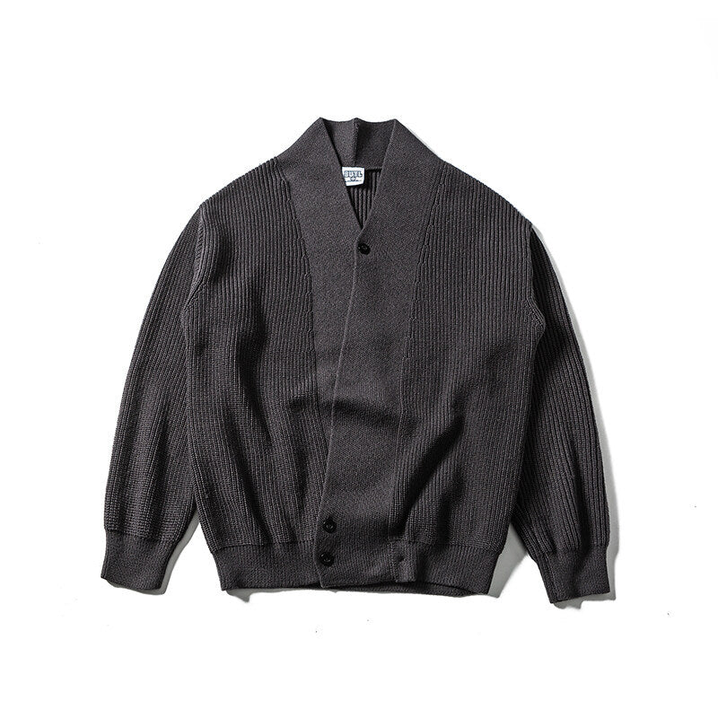 Herren Strickcardigan mit Schalkragen und asymmetrischer Knopfleiste Drune
