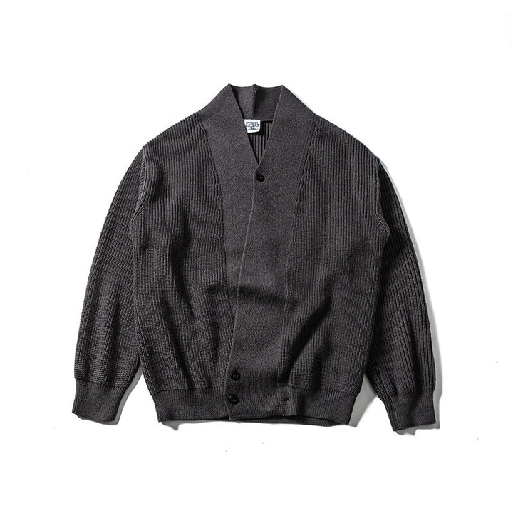 Herren Strickcardigan mit Schalkragen und asymmetrischer Knopfleiste Drune