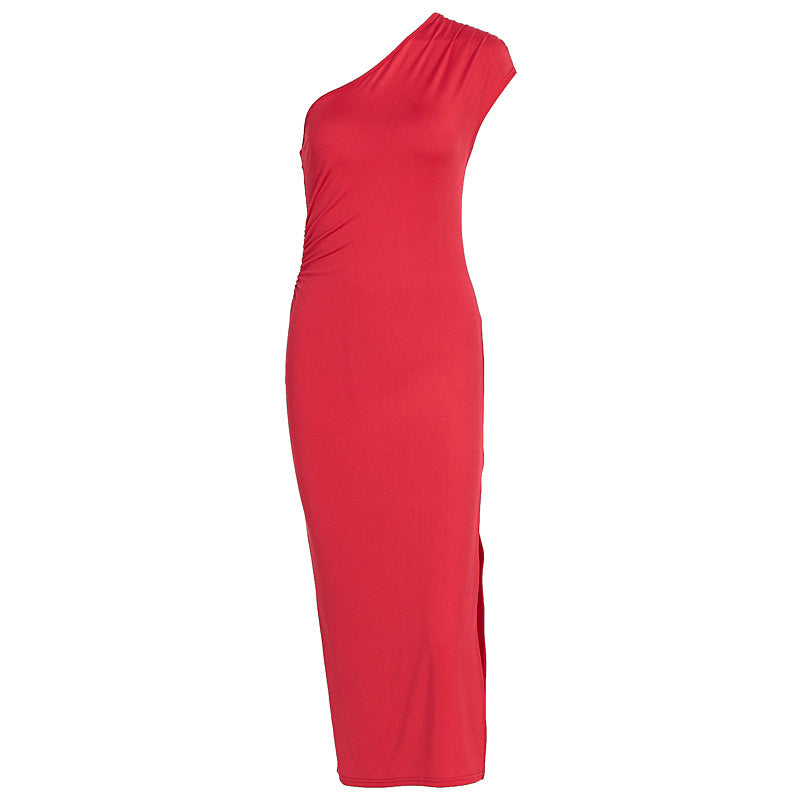 Damen Elegantes ärmelloses Wickelkleid mit asymmetrischem Schnitt Drune