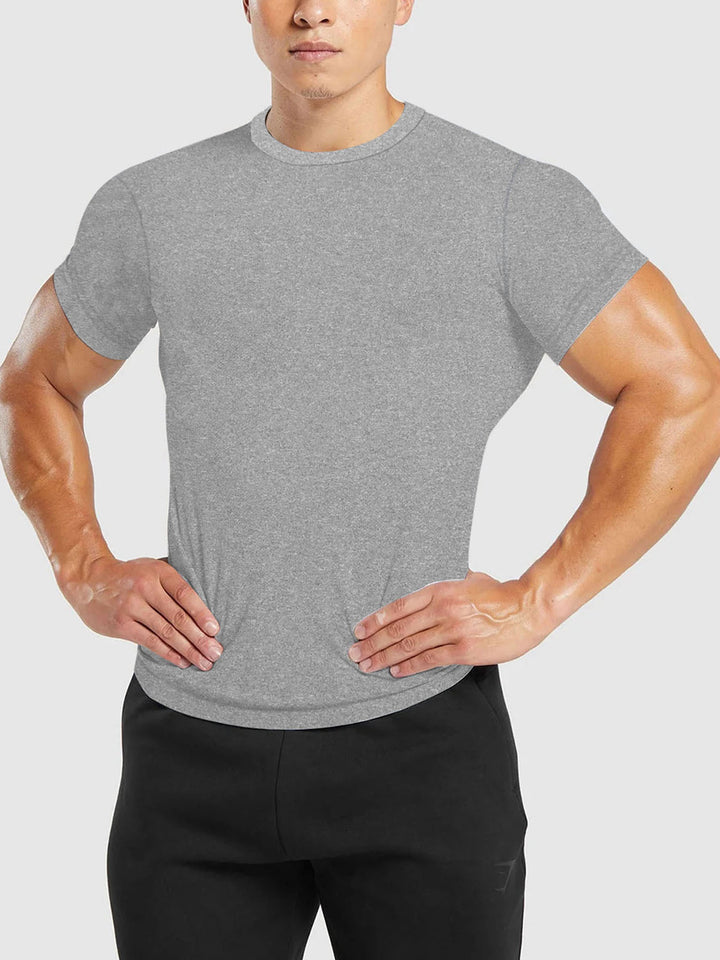 Herren nan tailliertes Rundhals-Leistungsshirt mit elastischem Seitenkeil und flachen Nähten Drune