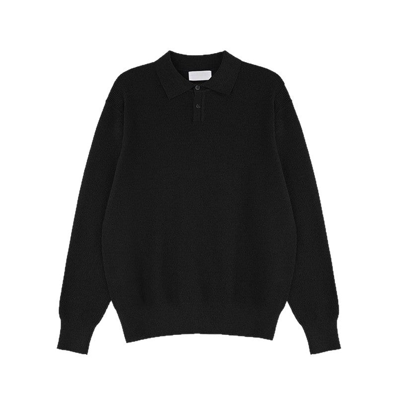 Herren Eleganter Langarm-Polo-Pullover mit Rippstruktur Drune