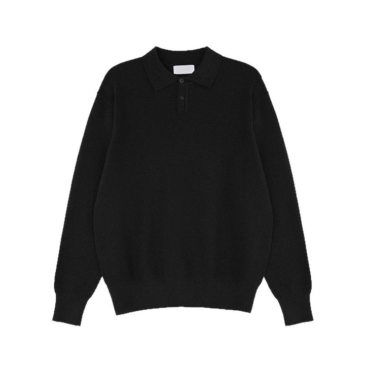 Herren Eleganter Langarm-Polo-Pullover mit Rippstruktur Drune
