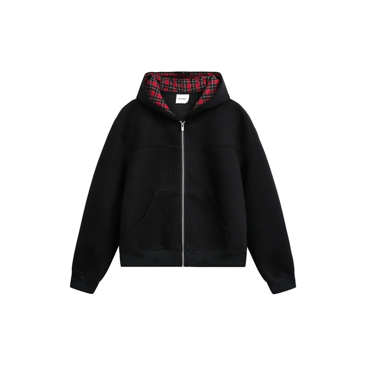 Unisex Kapuzenjacke mit Karofutter und durchgehendem Reißverschluss Drune