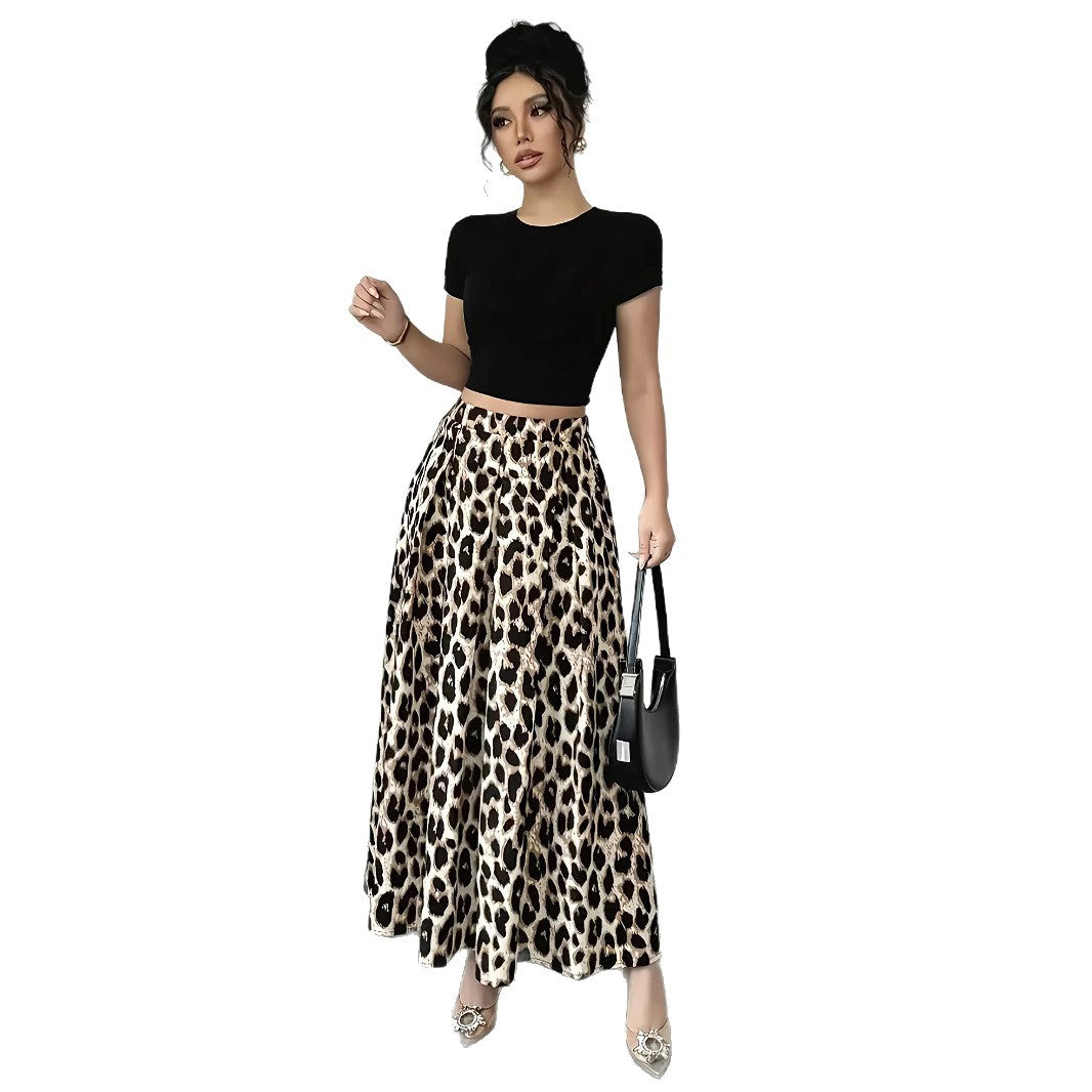 Damen Maxi-Rock mit elegantem Leo-Print und fließendem Schnitt Drune
