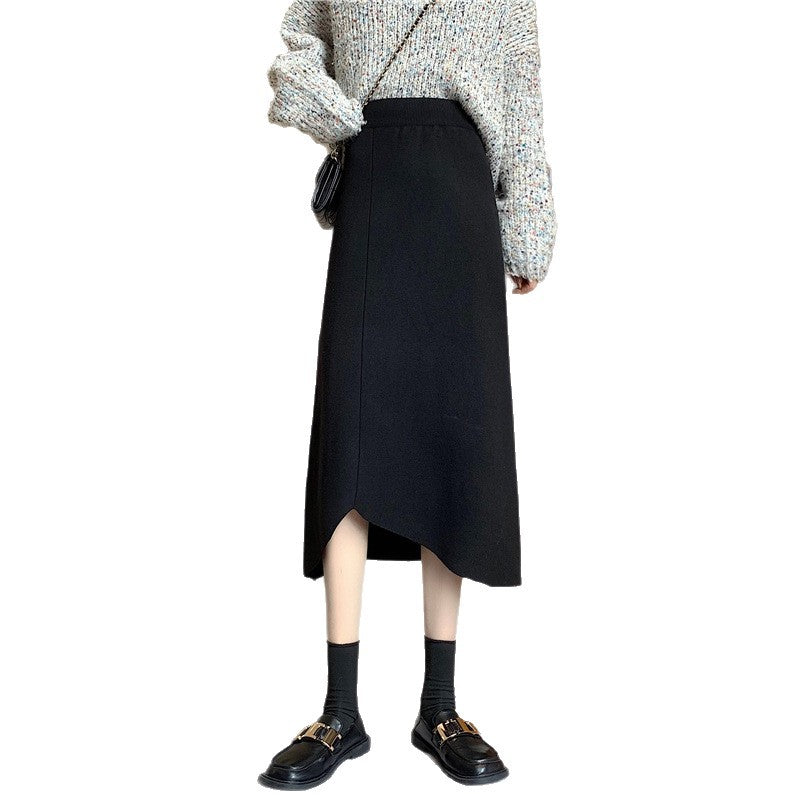 Damen Eleganter midi Rock mit asymmetrischer Saumlinie und hohem Bund Drune