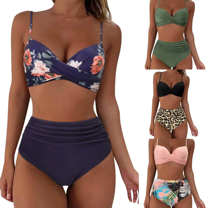 Damen Hochtailliertes Bikini-Set mit Raffungen Drune