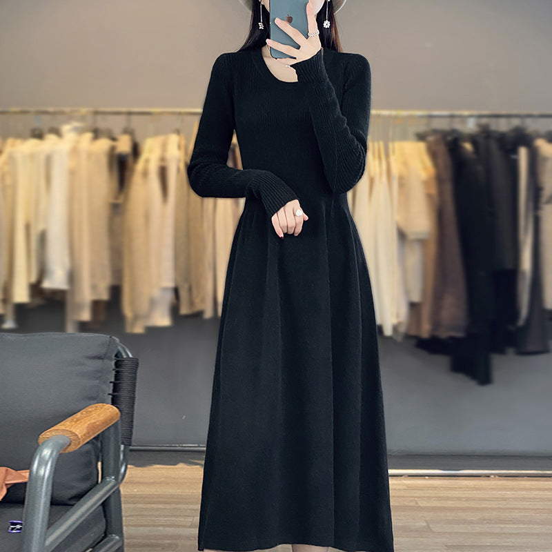 Damen Langärmeliges Midikleid aus Feinstrick mit taillierter A‑Linien‑Silhouette Drune