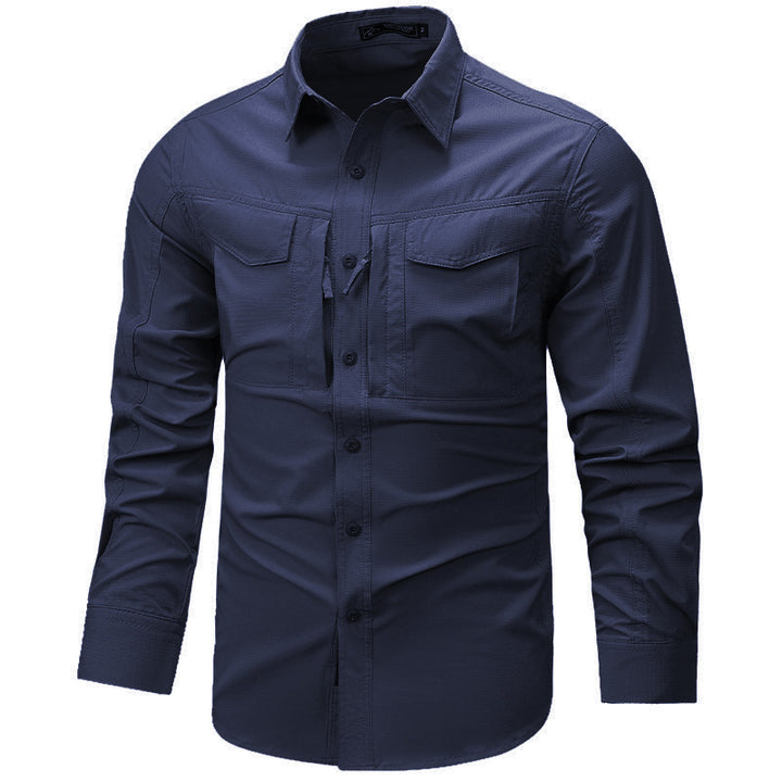 Herren Langarm Outdoor-Hemd mit Ripstop, Brustklappen und Reißverschlusstasche Drune