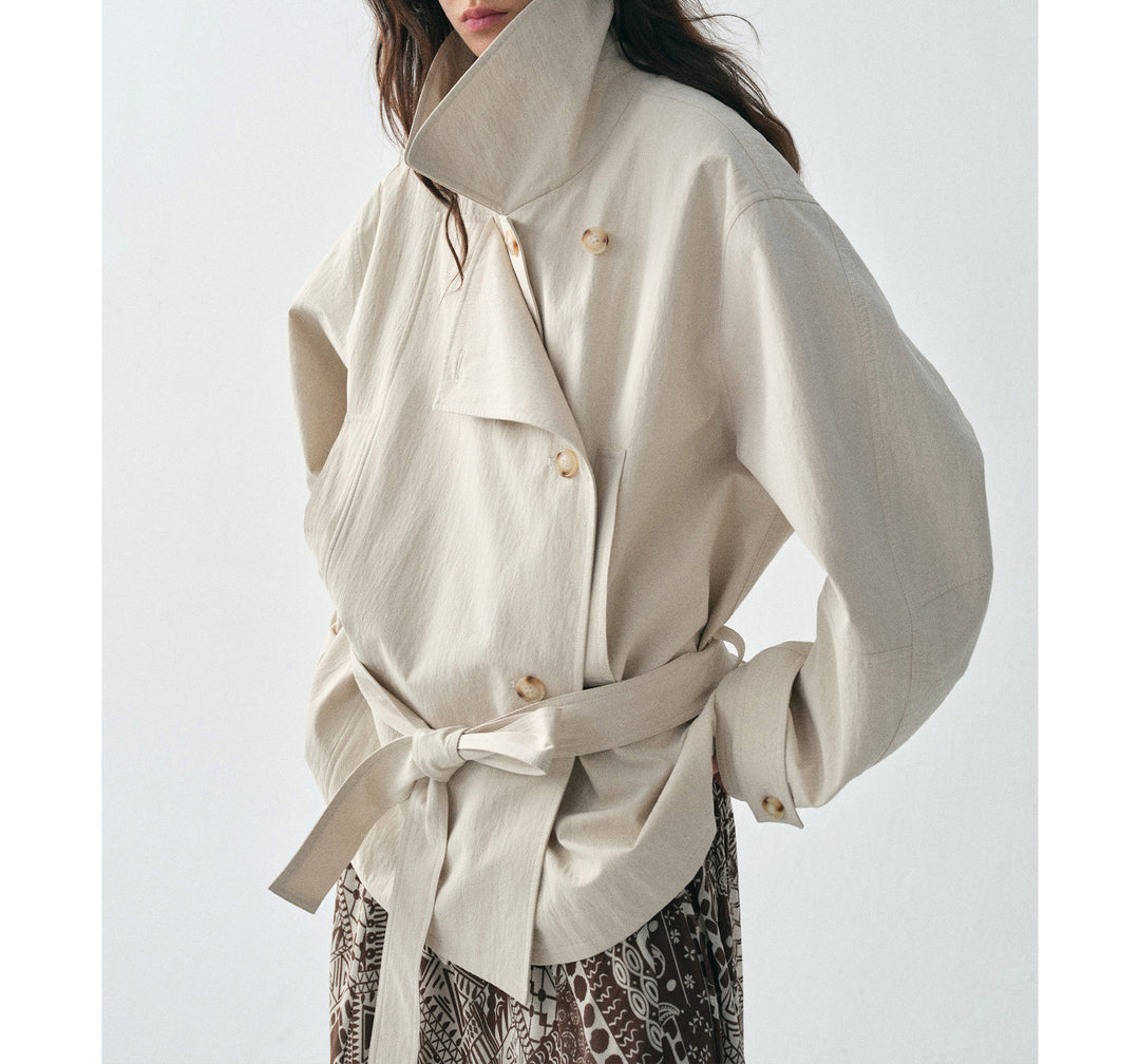 Damen Modische und lässige Jacke mit hohem Kragen Drune