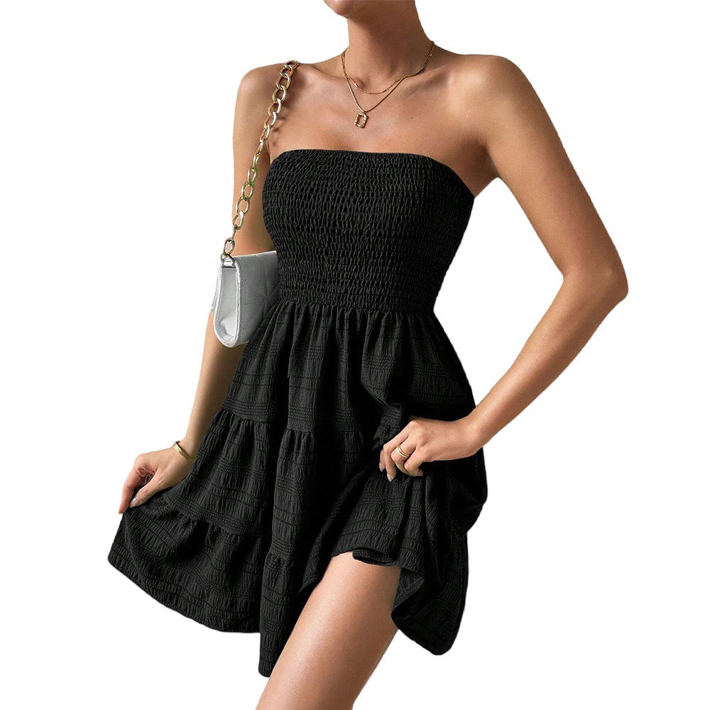 Damen Wickelkleid mit süßem Volant und schulterfreiem Design Drune