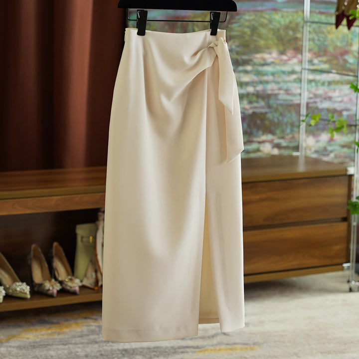 Damen Eleganter Wickelrock mit Taillenbindung Drune