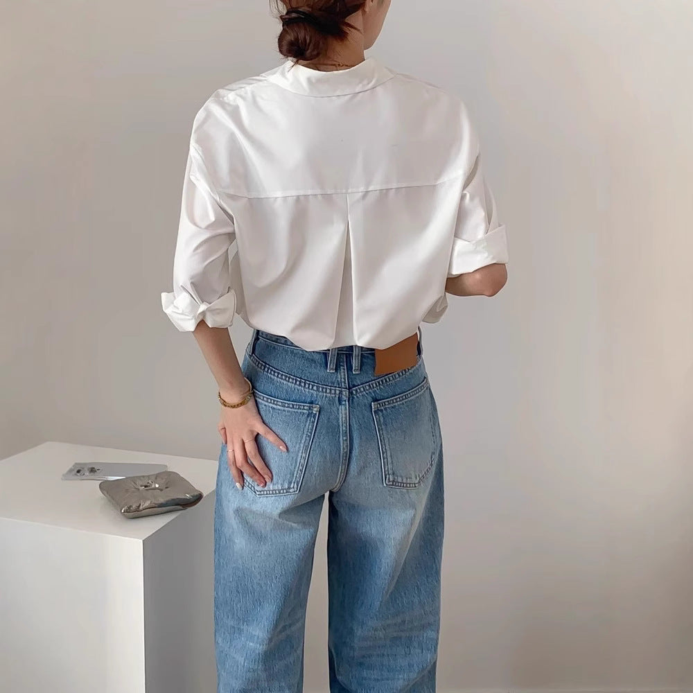 Damen Stilvolle Oversized Bluse Drune