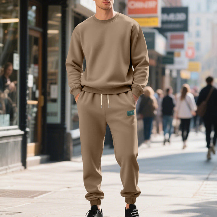 Herren lässiger Freizeitanzug mit weichem Fleece und elastischem Bund Drune