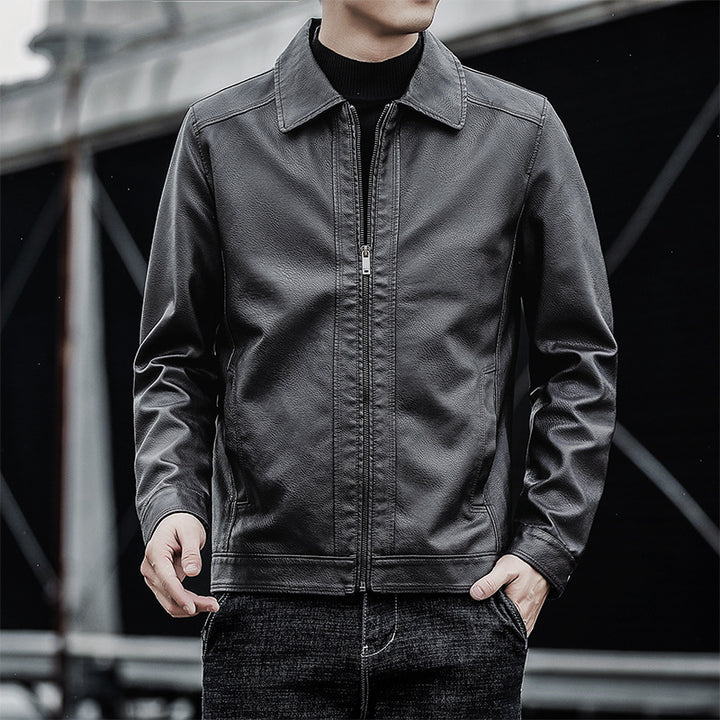 Herren Lässige Kunstlederjacke Drune