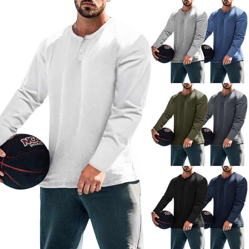 Herren langärmliges Henley-Shirt mit strukturiertem Stoff und praktischen Knopfdetails Drune
